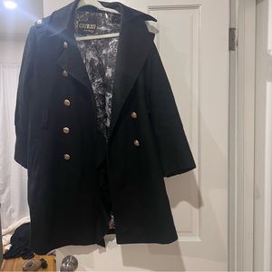 Guess long coat with gold buttons